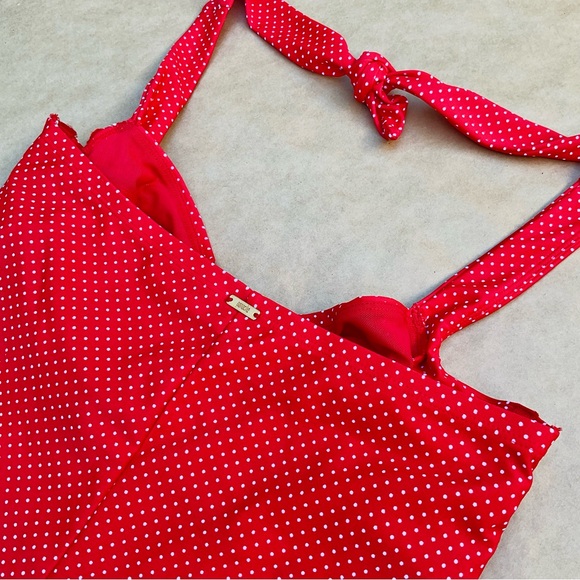 Panache ❉ Red Polka Dot Underwire One Piece Britt Swimsuit Size 32DDD 32F - Picture 7 of 13
